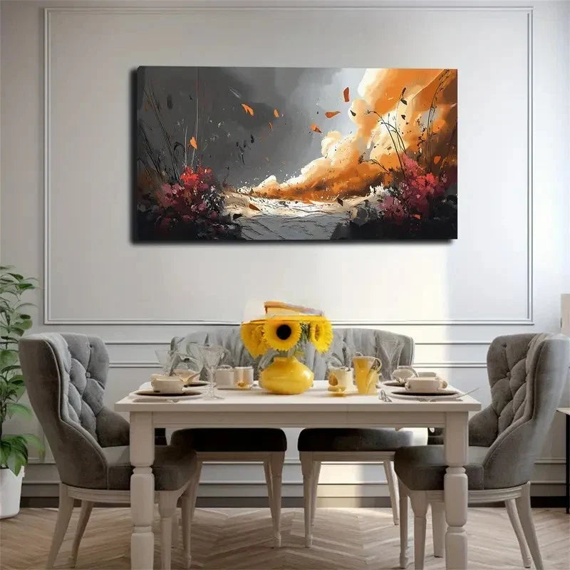 Décor With Gray & Black Sky Wall Art Canvas Office Home Room Framed 120x60cm