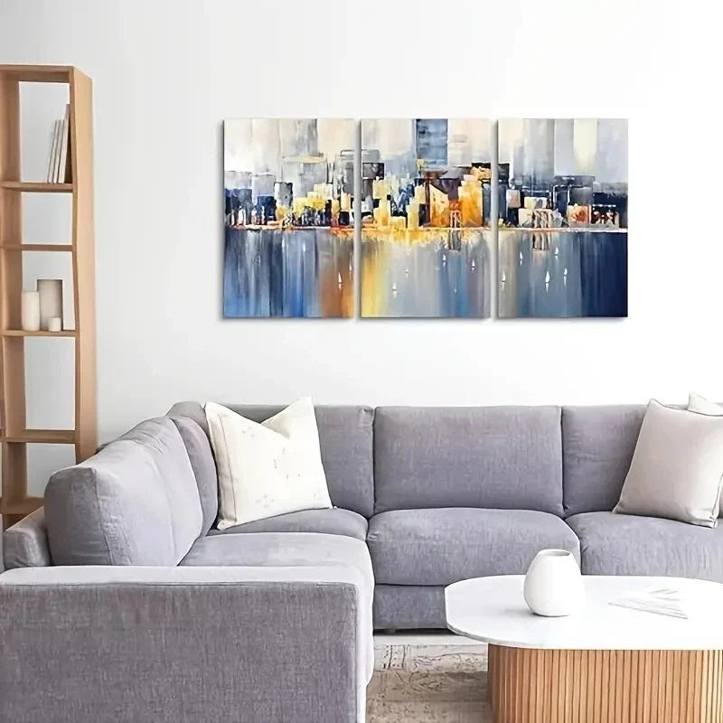 3pcs Abstract NYC Skyline Bridge Metal Print Ready to Hang Art