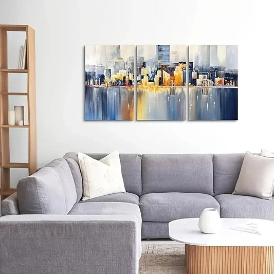 3pcs Abstract NYC Skyline Bridge Metal Print Ready to Hang Art