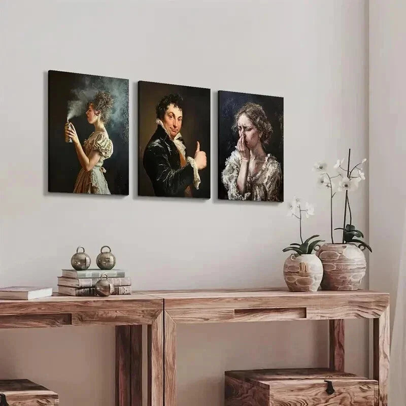 3pcs Victorian Style Modern Portrait Paintings Wall Art Set Canvas Framed 40x60cm - High Quality Print 100% Australian Made Wall Canvas Ready to Hang