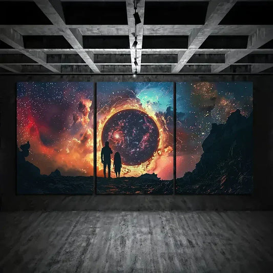 3pcs Two Contours Facing Each Other Metal Print Ready to Hang Art