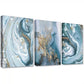 3pcs Blue & Golden Abstract Watercolor Wall Art Set Canvas Framed 40x60cm - High Quality Print 100% Australian Made Wall Canvas Ready to Hang