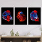 3pcs  Vibrant Blue & Red Siamese Fighting Fish Metal Print Ready to Hang Art