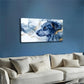 Abstract Blue Dog Vibrant Wall Art Canvas Office Home Room Framed 120x60cm