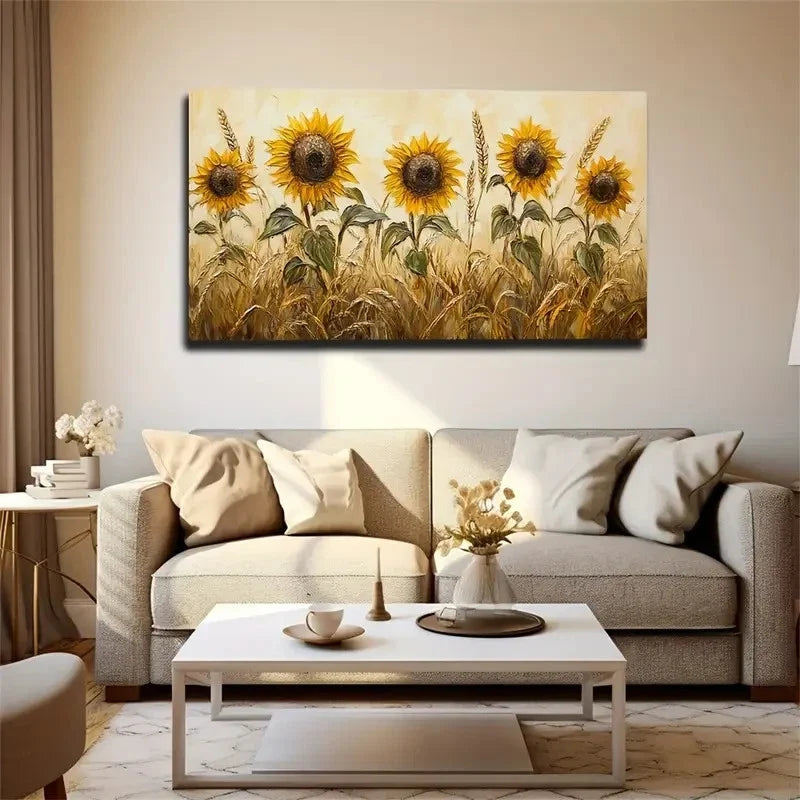 Light Yellow Sky Suitable Wall Art Canvas Office Home Room Framed 80x45cm