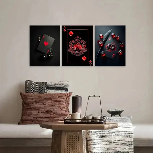 3pcs dice poker art wall painting, Metal Print Ready to Hang Art