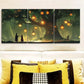 3pcs Lanterns & Old Tree Night Scene Waterproof Wall Art Set Canvas Framed 40x60cm - High Quality Print 100% Australian Made Wall Canvas Ready to Hang
