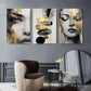 3pcs Elegant Black & Golden Woman Portraits Metal Print Ready to Hang Art