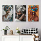 3pcs Colorful Headwraps, Elegant Jewelry Metal Print Ready to Hang Art