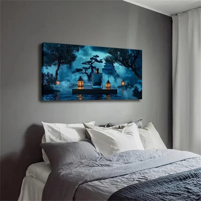 Perfume Placed On A Platform Wall Art Canvas Office Home Room Framed 120x60cm