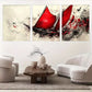 3pcs  Abstract Sailing Ship Bold Red Sails Wall Art Set Canvas Framed 40x60cm - High Quality Print 100% Australian Made Wall Canvas Ready to Hang