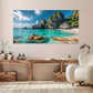 Tropical Palm Rocks Beach wall canvas office home room framed 120x60cm