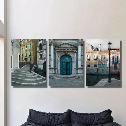 3pcs Band Bridge on the Grand Canal in Venice Metal Print Ready to Hang Art