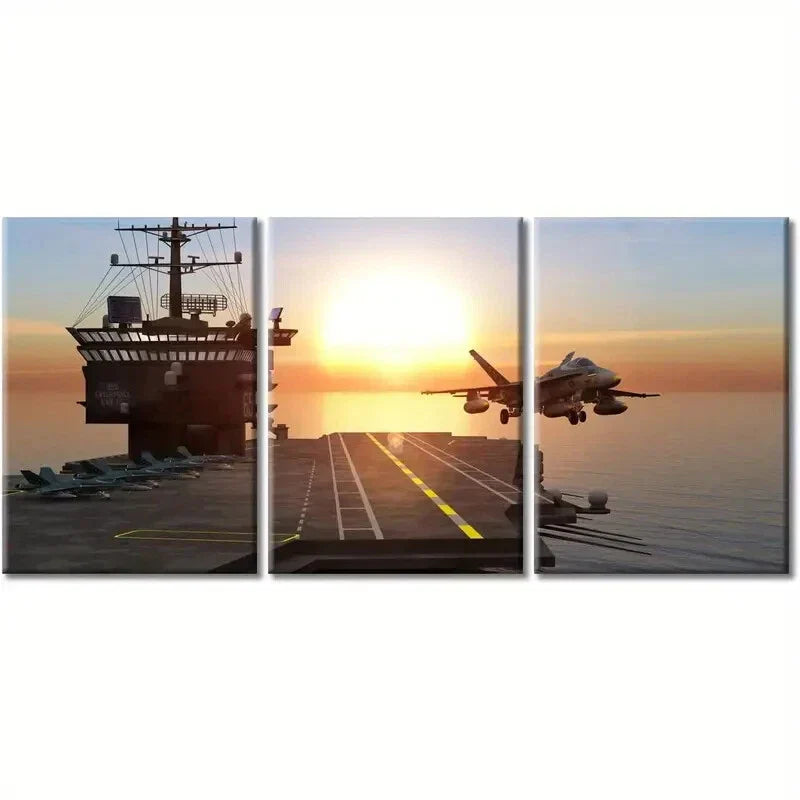 3pcs Aviation Military Aircraft Poster Metal Print Ready to Hang Art