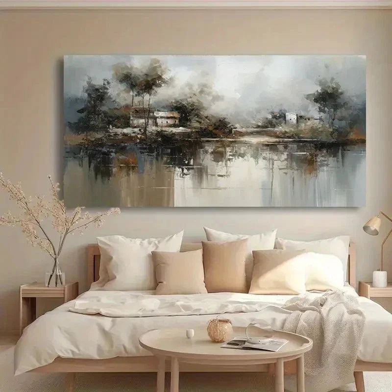 Melancholy Rain Scene Abstract Wall Art Canvas Office Home Room Framed 80x45cm
