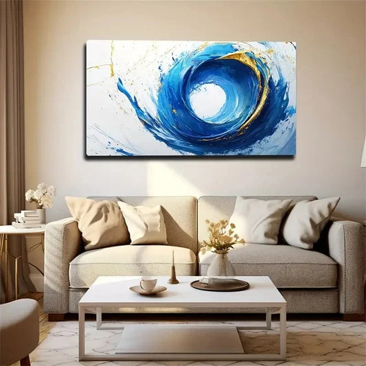 Abstract Cosmic Nebula Blue Wall Art Canvas Office Home Room Framed 120x60cm