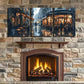 3pcs rainy street scen Canvas Framed 40x60cm - High Quality Print 100% Australian Made Wall Canvas Ready to Hang