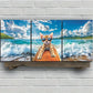 3pcs Whimsical Cat Surfer Vibrant Colors Metal Print Ready to Hang Art