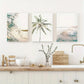 3pcs Ocean Coastal & Palm Tree Design Metal Print Ready to Hang Art