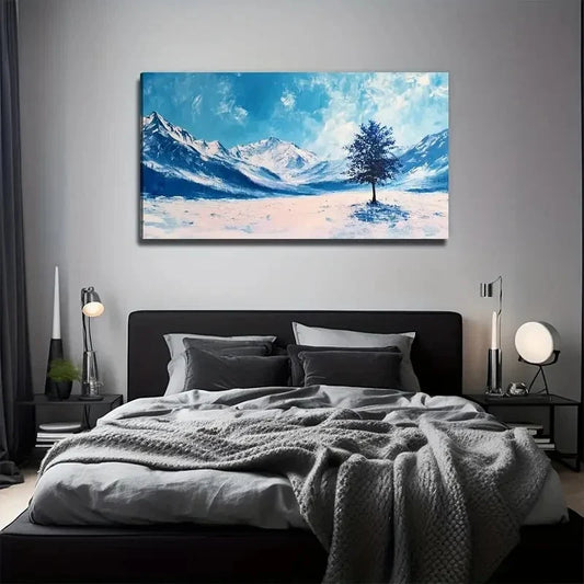 Snowy Winter Landscape Wall Art Canvas Office Home Room Framed 120x60cm