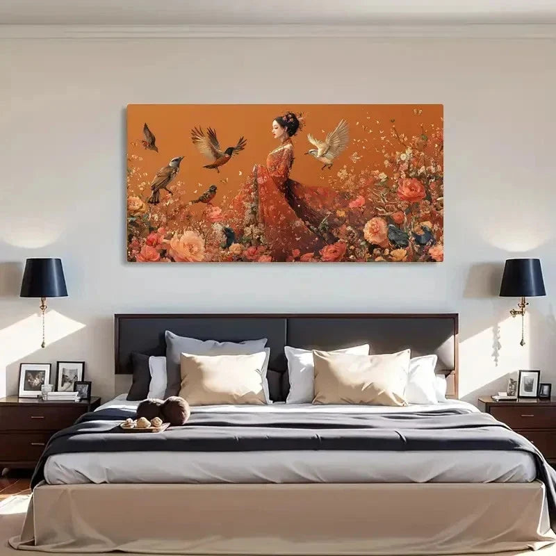 Elegant Nature Harmony Flowers Wall Art Canvas Office Home Room Framed 120x60cm