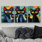 3pcs Black Cats Family  Metal Print Ready to Hang Art