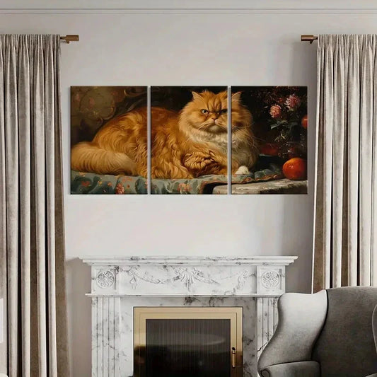 3pcs Luxurious Persian Cat Metal Print Ready to Hang Art