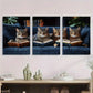 3pcs Modern Glam Cat Reading Books Metal Print Ready to Hang Art