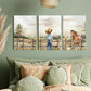 3pcs Cowboy and Horse Nursery Design Metal Print Ready to Hang Art
