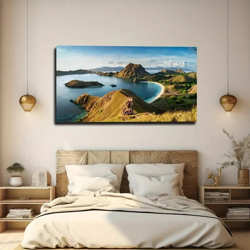 Komodo Dragon Island Wall Art Canvas Office Home Room Framed 80x45cm