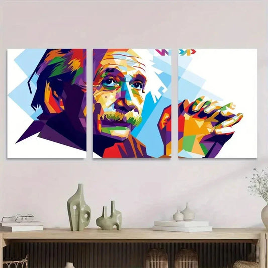 3pcs Vibrant Abstract Portrait Metal Print Ready to Hang Art