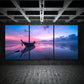 3pcs Fishing Boats Tied To The Shore Metal Print Ready to Hang Art