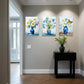 3pcs  White and Blue Daisy in Pretty Vase Picture   Metal Print Ready to Hang Art
