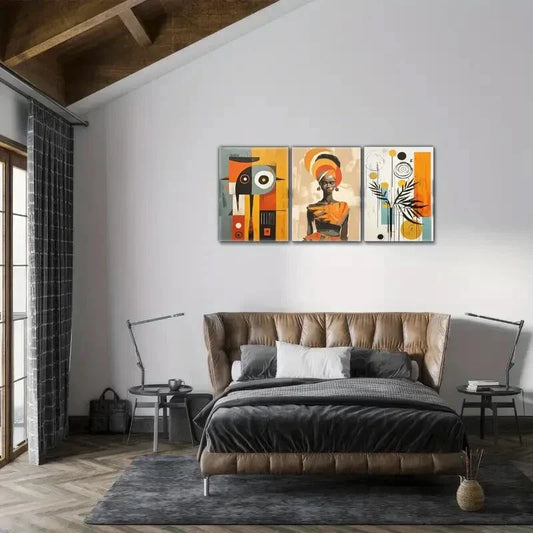 3pcs Modern African American Afro Bohemian Art Metal Print Ready to Hang Art