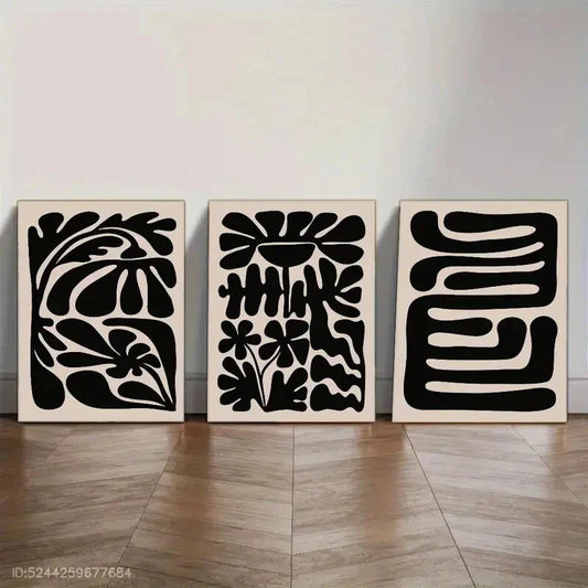 3pcs Minimalist Geometric Patterns Metal Print Ready to Hang Art