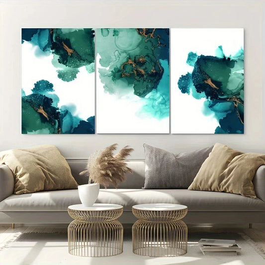 3pcs Watercolor Explosion Design Modern Abstract Metal Print Ready to Hang Art