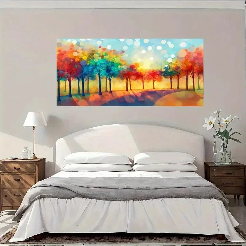 Colorful Forest Pathway Tree Wall Art Canvas Office Home Room Framed 120x60cm