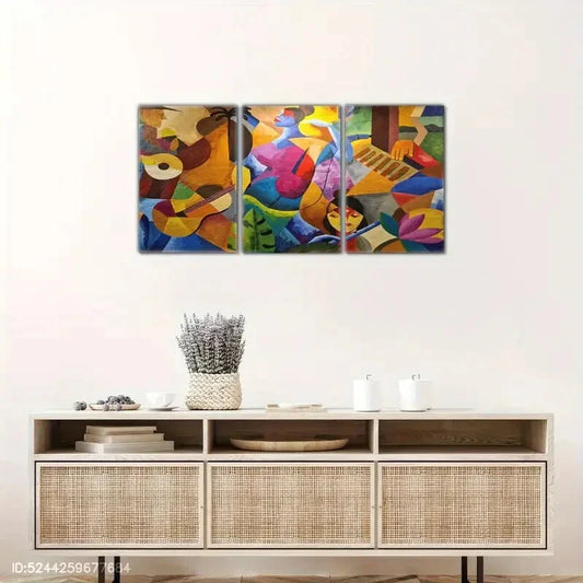 3pcs Street Art, Pop Art, Abstract Art Style Metal Print Ready to Hang Art