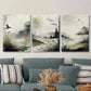 3pcs , Watercolor Birds & Pond, Ink Painting Metal Print Ready to Hang Art