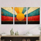 3pcs Sunburs Vibrant Abstract Red & Black Metal Print Ready to Hang Art