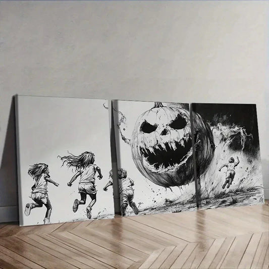3pcs   Giant pumpkins and kids Painting Wall Art Set Canvas Framed 40x60cm - High Quality Print 100% Australian Made Wall Canvas Ready to Hang