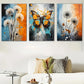 3pcs Scandinavian Inspired Butterfly Blue Floral  Wall Art Set Canvas Framed 40x60cm - High Quality Print 100% Australian Made Wall Canvas Ready to Hang