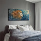 Blue & Golden Animal Lion Fear Wall Art Canvas Office Home Room Framed 120x60cm