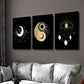 3pcs Modern Sun and Moon Constellation Wall Art Set Canvas Framed 40x60cm - High Quality Print 100% Australian Made Wall Canvas Ready to Hang