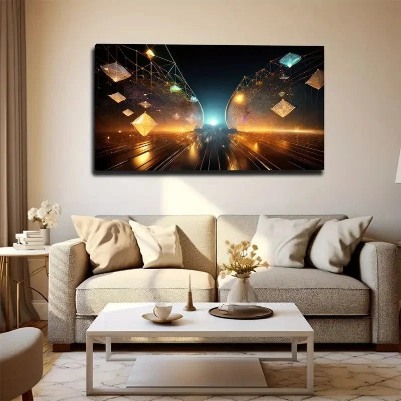 Futuristic Cityscape Wall Art Canvas Office Home Room Framed 80x45cm