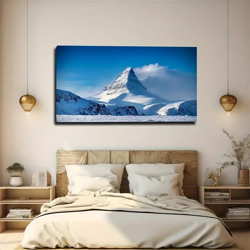 Towering Snow Mountain Wall Art Canvas Office Home Room Framed 80x45cm
