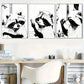3pcs Black And White Cartoon Racon Animal Metal Print Ready to Hang Art