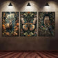3pcs Deer Butterfly And Owl Animal Poster Metal Print Ready to Hang Art