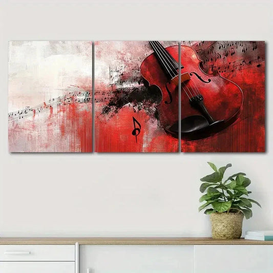 3pcs Guitar Red Dark Colorful Décor Perfect Wall Art Set Canvas Framed 40x60cm - High Quality Print 100% Australian Made Wall Canvas Ready to Hang
