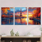 3pcs Paris Eiffel Tower Vibrant Autumn Scenery Metal Print Ready to Hang Art